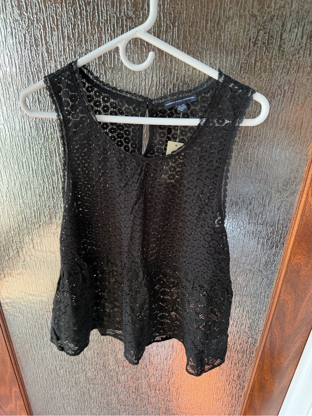 American Eagle Outfitters Black Lace Peplum Tank Top XL